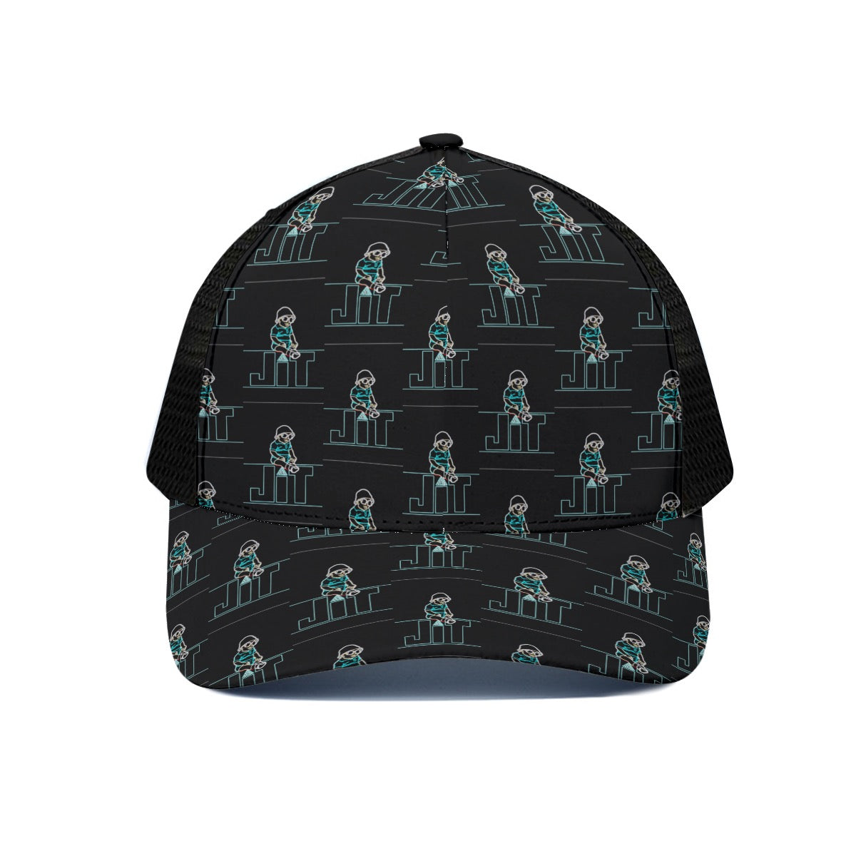 Green Highlight Trucker Hat With Black Half-mesh