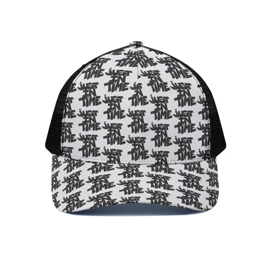 Black And White Trucker Hat With Black Half-mesh