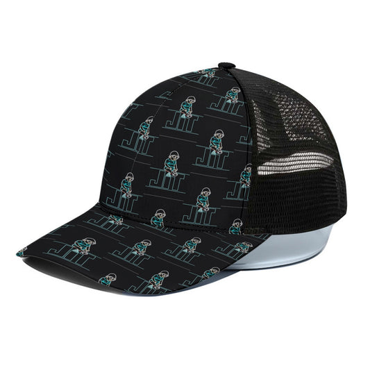 Green Highlight Trucker Hat With Black Half-mesh