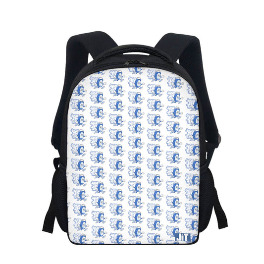 White And Blue Clock Student Backpack