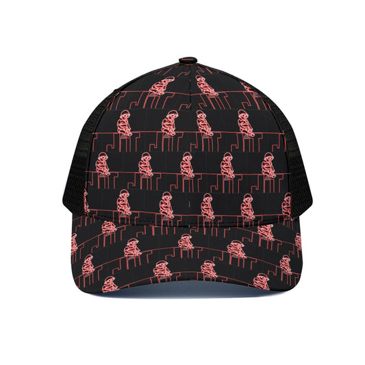 Red Highlight Jit Trucker Hat With Black Half-mesh