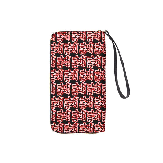 All Over Print Highlight Just In Time Long Wallet With Black Hand Strap