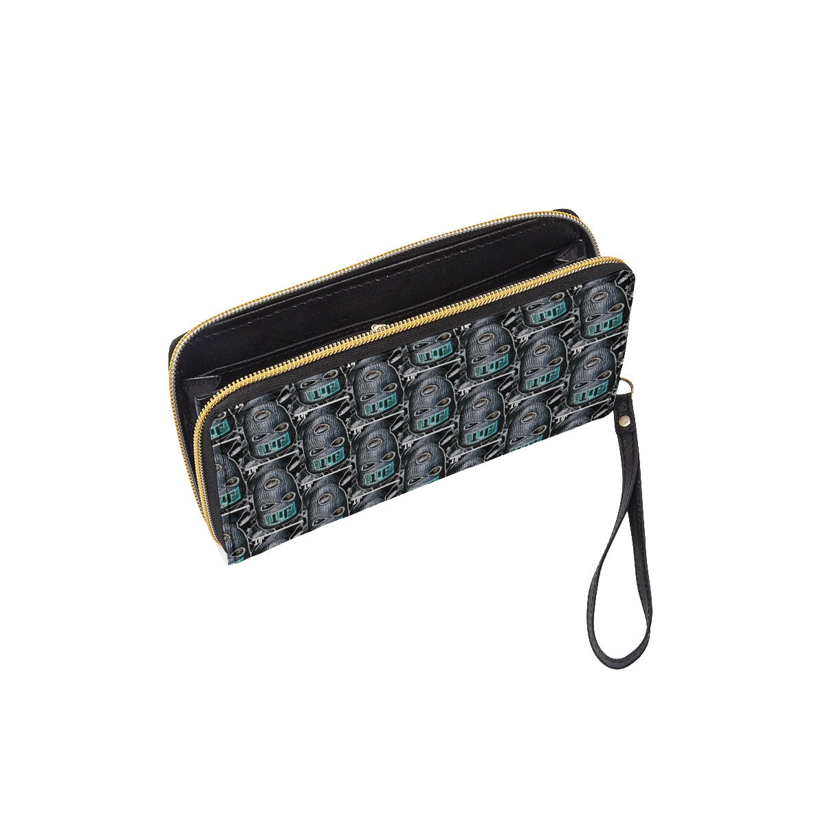 Ski Mask Long Wallet With Black Hand Strap